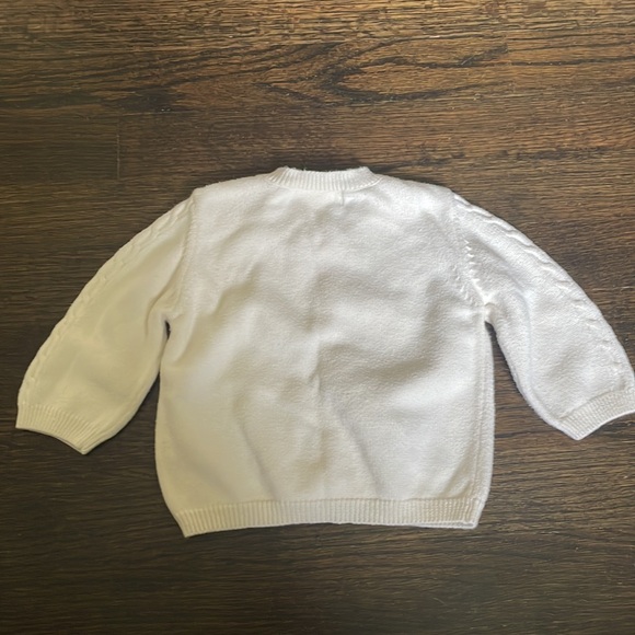 Janie and Jack Sweater button up with embroidered brown teddy bear - Picture 2 of 6